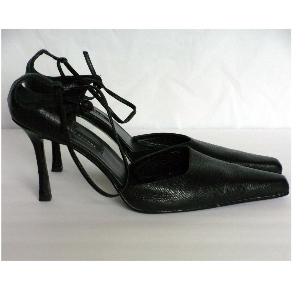 Colin Stuart SZ 11 Black D’orsay Strappy Ankle Strap Tapered Square Toe Heels